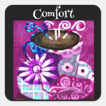 Whimsisk Kopp av Lila för målning av kaffeAbstrakt