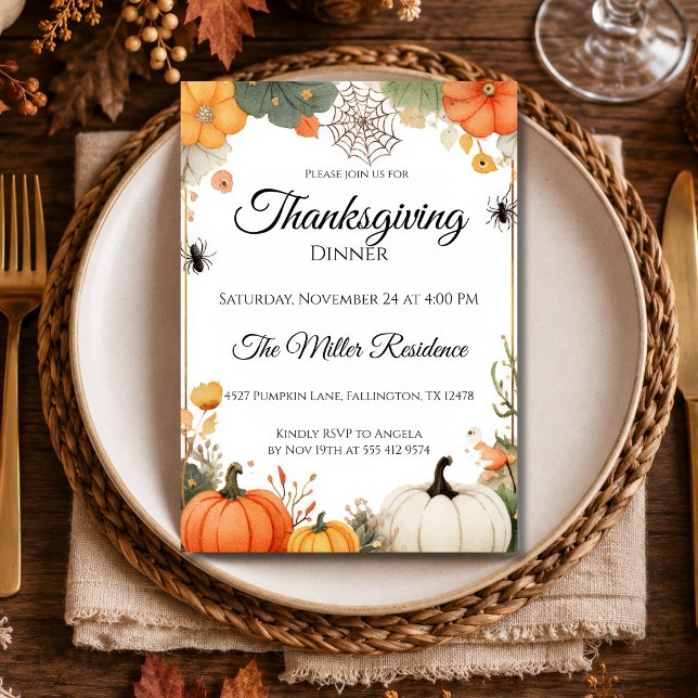 Whimsisk Kuslig Höst Thanksgiving Middag  Inbjudningar (Skapare uppladdad)