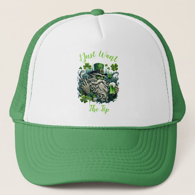 Whimsisk Leprechaun som sparar ett Kall ett Keps (Framsida)