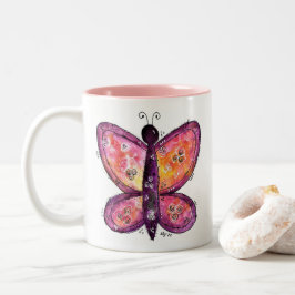 Whimsisk Lila Butterfly Två-Tonad Mugg