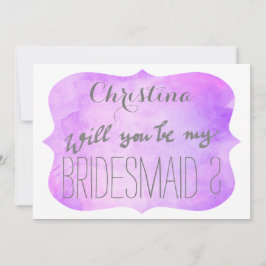 Whimsisk Lila Rosa Watercolor Bridesmaid Inbjudningar