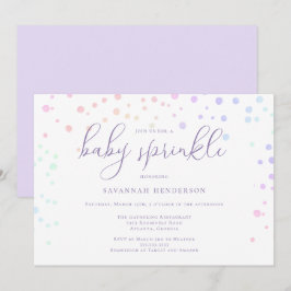 Whimsisk Lila Watercolor Confetti Baby Sprinkle Inbjudningar