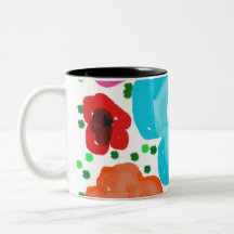 Whimsisk ljus abstrakt blommande tvåtons-mugg