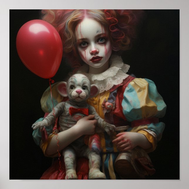 Whimsisk mini-modell Clown Poster med realistisk D (Framsidan)