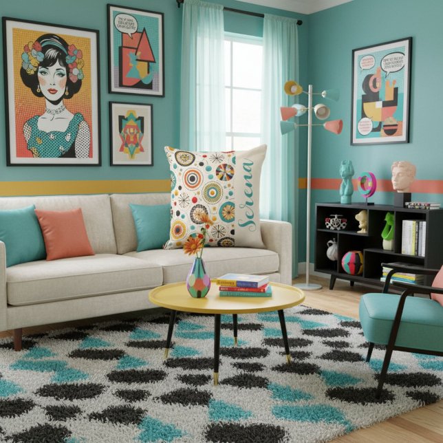 Whimsisk modern geometrisk abstrakt kastkudde kudde (Skapare uppladdad)