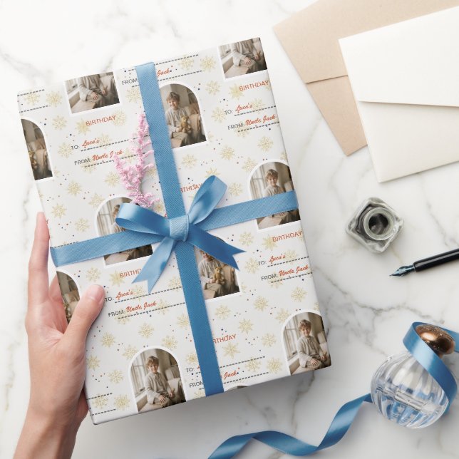 Whimsisk modern jul- och födelsedagspresent med fo presentpapper (Gifting)