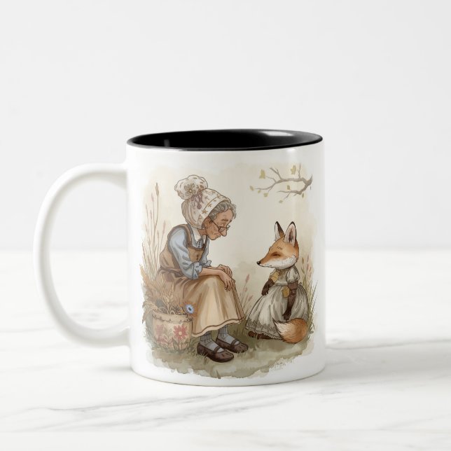 Whimsisk mormor och foxkaffe Mugg - Mysigt Kind_on (Vänster)