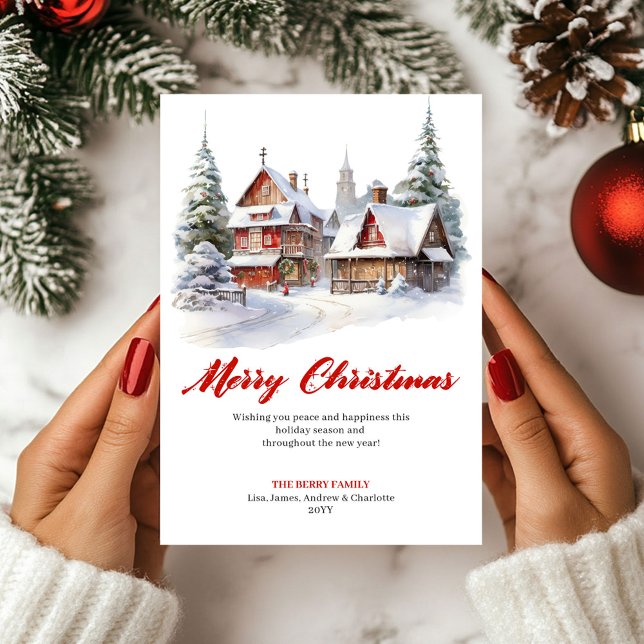 Whimsisk Mysig Höjdtidsscen Julkort (Whimsical Cozy Holiday Scene Greeting Card)