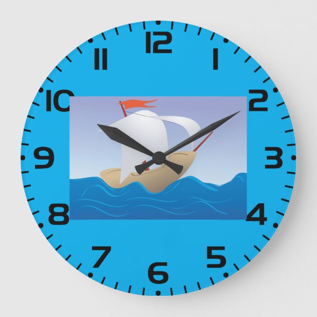 Whimsisk nötbåt minimalistisk segelfartyg stor klocka (Framsida)