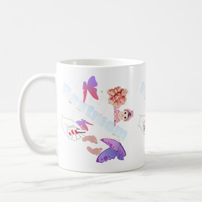 Whimsisk Pastell Fjäril och Blommor Kaffe Mugg (Vänster)