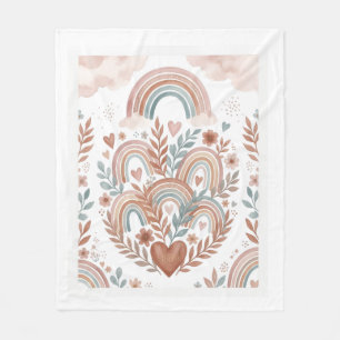 Whimsisk Pastell Regnbåge Över Blomsterträdgård Fl Fleecefilt