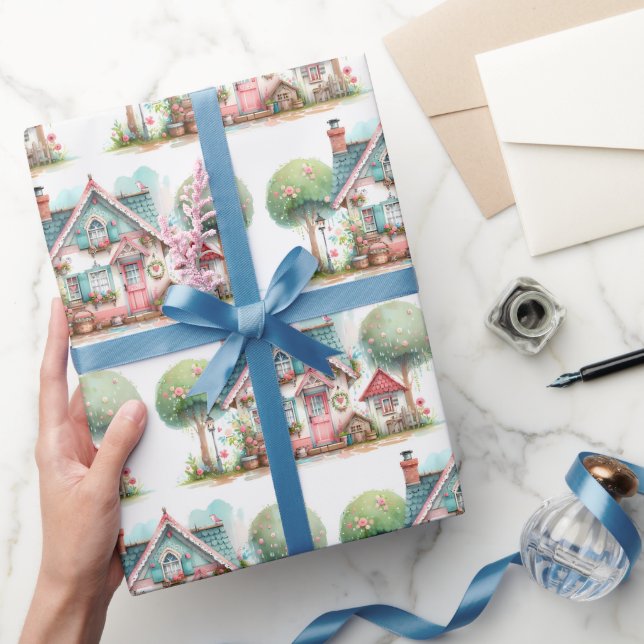 Whimsisk Pastell Sago Hus Konst Presentpapper (Gifting)