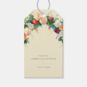 Whimsisk pastellfärgad blomsterbåge presentetikett