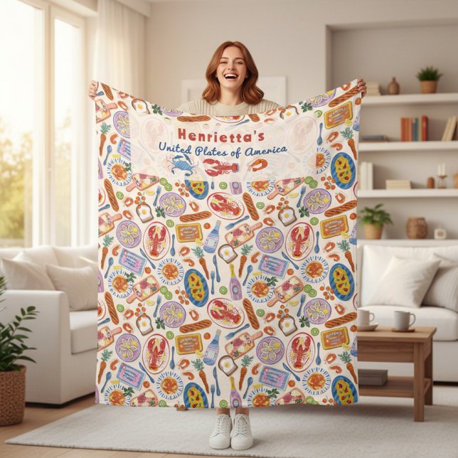 whimsisk personlig handritad matluffare  fleecefilt (Skapare uppladdad)
