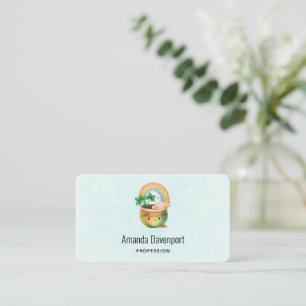 Whimsisk planter med regnbåge & Klöver Visitkort