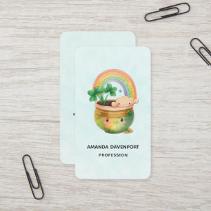 Whimsisk planter med regnbåge & Klöver Visitkort