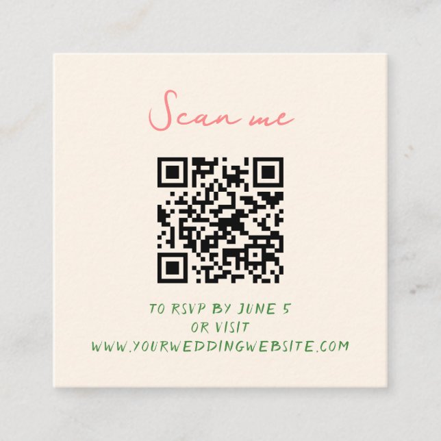 Whimsisk Quirky Handskriftlig Bröllop OSA Tilläggskort (Framsida)