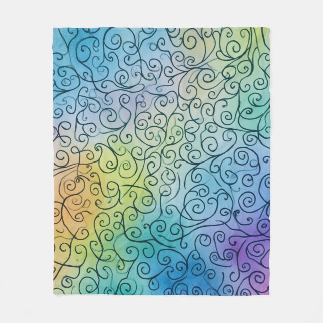 Whimsisk regnbåge Swirl Mönster Abstrakt färgstark Fleecefilt (Framsidan)