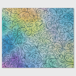 Whimsisk regnbåge Swirl Mönster Abstrakt färgstark Presentpapper