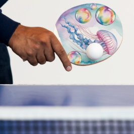 Whimsisk regnbågsmanet vattenfärgdesign pingisracket