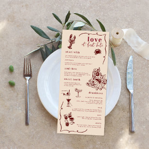 Whimsisk Retro Doodle Art   Bröllop Menu Meny