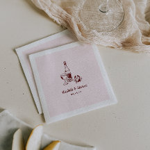 Whimsisk Retro Doodle Art | Bröllop Napkins