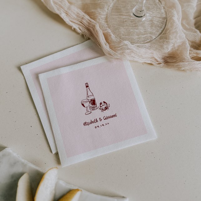 Whimsisk Retro Doodle Art | Bröllop Napkins Pappersservett (Skapare uppladdad)