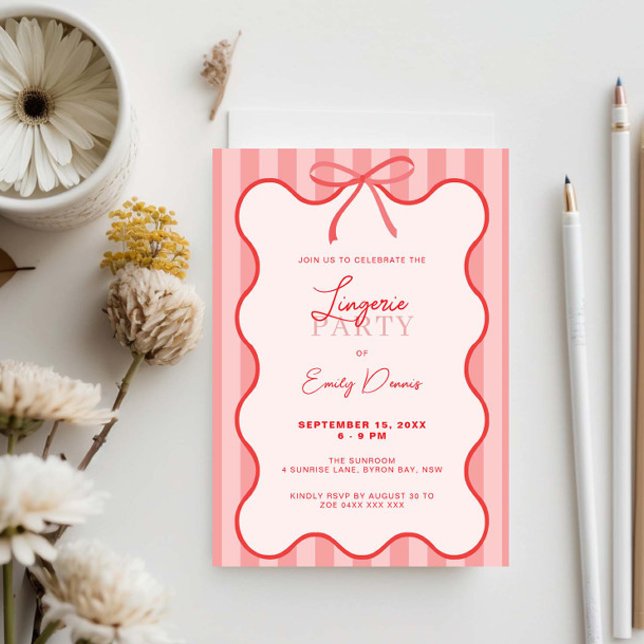 Whimsisk Retro Kant Lingerie Fest Inbjudningar (Skapare uppladdad)
