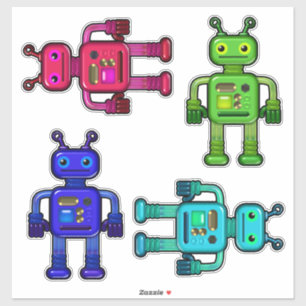Whimsisk robots Cute for Kids Klistermärken