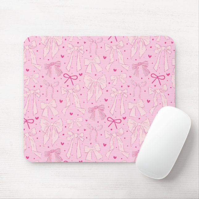 Whimsisk Rosa Bows Mönster Musmatta (Med mus)