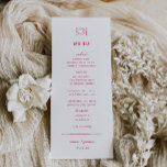 Whimsisk Rosa Doodle Bröllop Menu Meny<br><div class="desc">DöInställningsdoodle,  bröllop-menyn. Funktioner,  Cerise Rosa Typography med ljusa rosa rand mönster.</div>