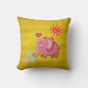Whimsisk Rosa Elephant melling Vissa Daisy Kudde