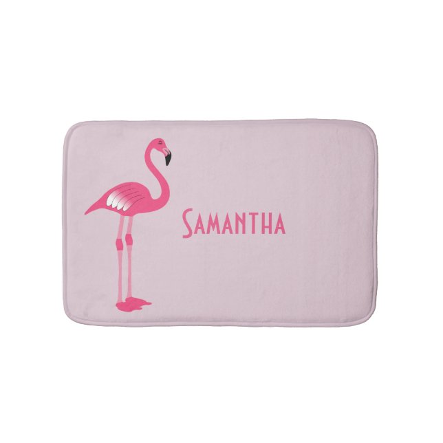 Whimsisk Rosa Flamingo Anpassningsbar Bath Mat Badrumsmatta (Framsidan)