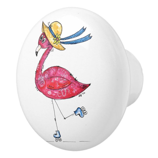 Whimsisk Rosa Flamingo på hudar Knopp (Höger)