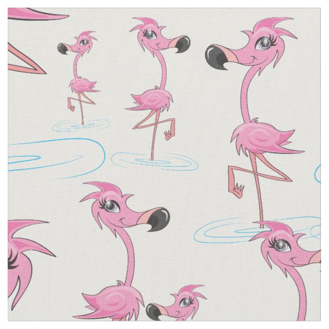 Whimsisk Rosa Flamingo Pattern Tyg (Närbild)