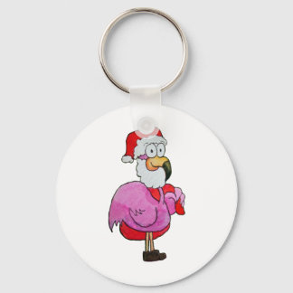 Whimsisk Rosa Flamingo Santa W/ Leksak Bag Hat Nyckelring