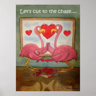 Whimsisk Rosa Flamingos Heart Kärlek Kerra Lindsey Poster