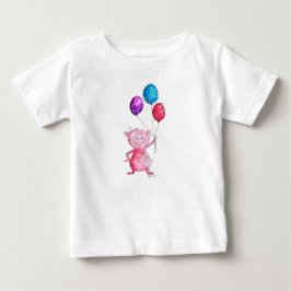 Whimsisk Rosa Gris med ballonger T Shirt