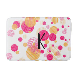 Whimsisk Rosa &Gult Monogram Polka-Dot Mönster Badrumsmatta
