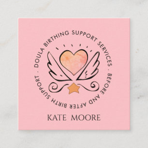 Whimsisk Rosa Heart Midfru eller Doula Fyrkantigt Visitkort