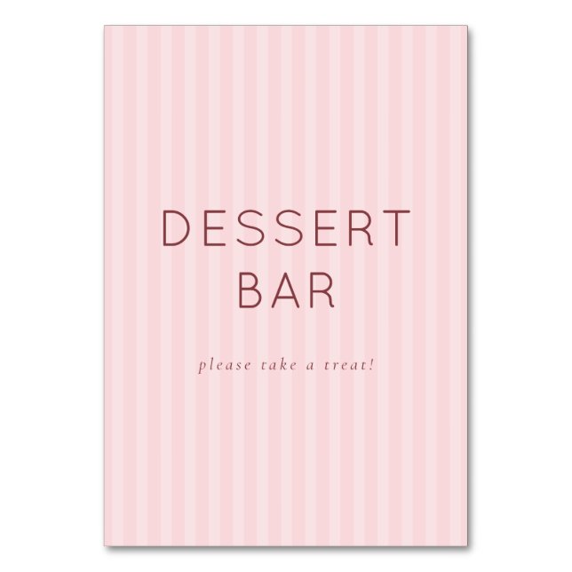 Whimsisk Rosa Minimalistisk Efterrätsskylt Bordsnummer (Framsidan)