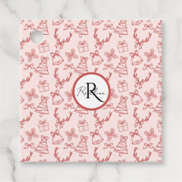 Whimsisk rosa monogram gåvor etiketter