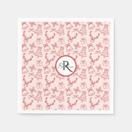 Whimsisk rosa monogram pappersservett