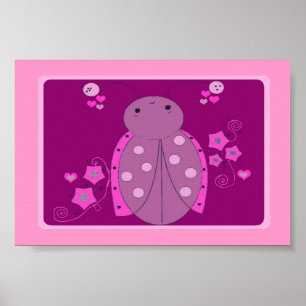 Whimsisk Rosa och Lila Ladybug Poster