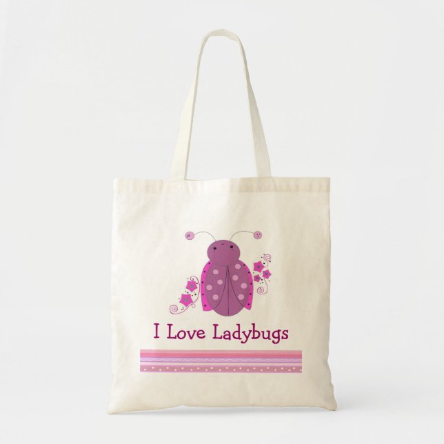Whimsisk Rosa och Lila Ladybug Tygkasse (Framsidan)