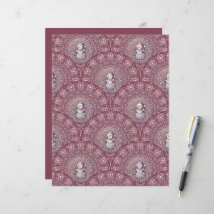 Whimsisk Rosa Snögubbe Mandala Scallop-skrapbok