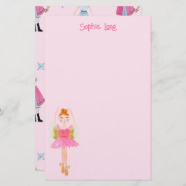 Whimsisk Rosa Watercolor Nutcracker Ballerina Brevpapper