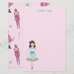 Whimsisk Rosa Watercolor Nutcracker Clara Brevpapper