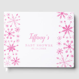 Whimsisk Rosa Winter Wonderland Baby Shower Gästböcker