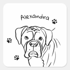 Whimsisk ruta: Redigerbar textradsartikel Fyrkantigt Klistermärke